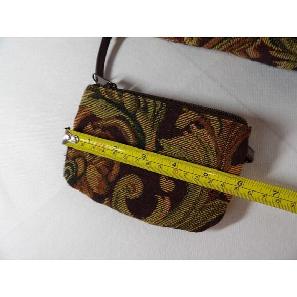Paradox Tapestry Purse Shoulder Bag Brown Floral Sequins Woven Double Handle - Picture 6 of 16